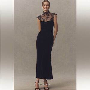 BHLDN mock neck Lace Velvet Maxi Dress size small